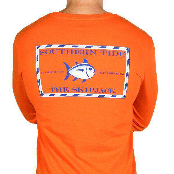 Long Sleeve Original Skipjack Tee in Orange Sky by Southern Tide