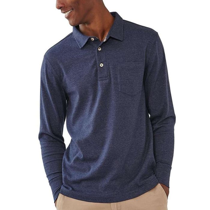Long Sleeve Puremeso Polo in Navy by The Normal Brand