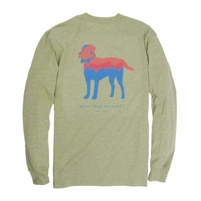Long Sleeve Peak Party Animal Tee in Heather Sage Green by Southern Proper