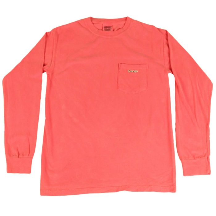 Longshanks Sewn Patch Long Sleeve Pocket Tee Shirt in Crunchberry by Country Club Prep
