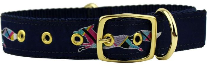 Longshanks the Fleet Fox Dog Collar in Navy by Country Club Prep
