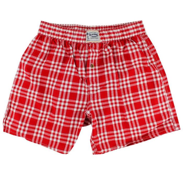 Men's Boxers in Crimson Madras by Olde School Brand