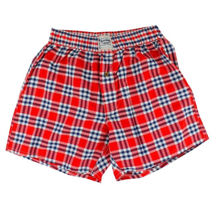 Men's Boxers in Navy and Red Madras by Olde School Brand