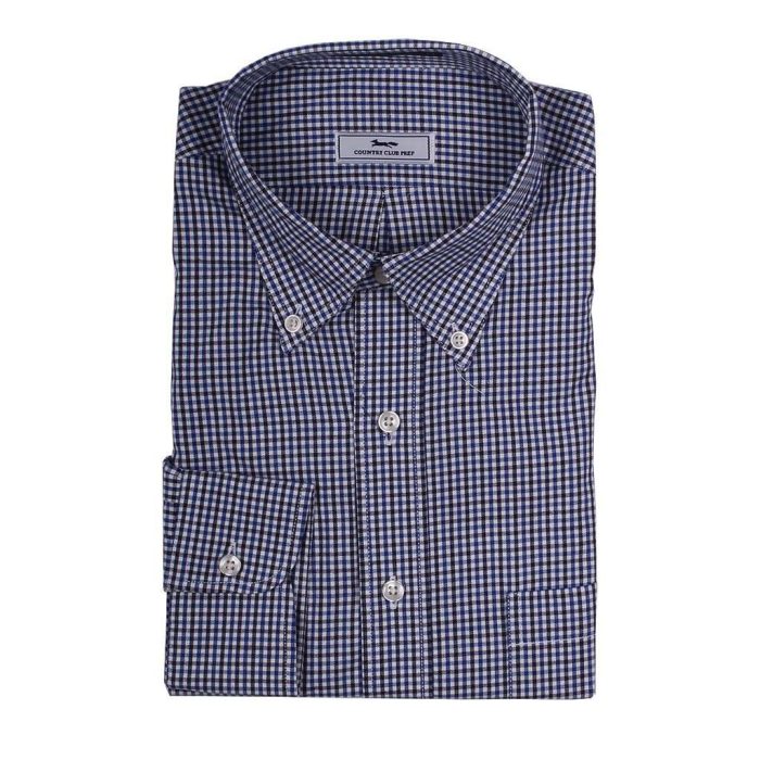 Mini Check Button Down in Blue and White by Country Club Prep