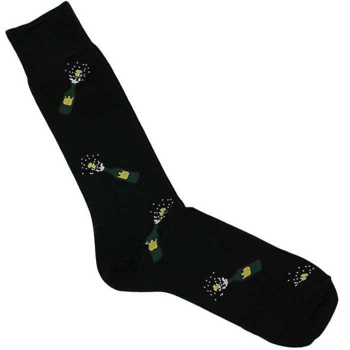 Men's Champagne Motif Socks in Black by Byford
