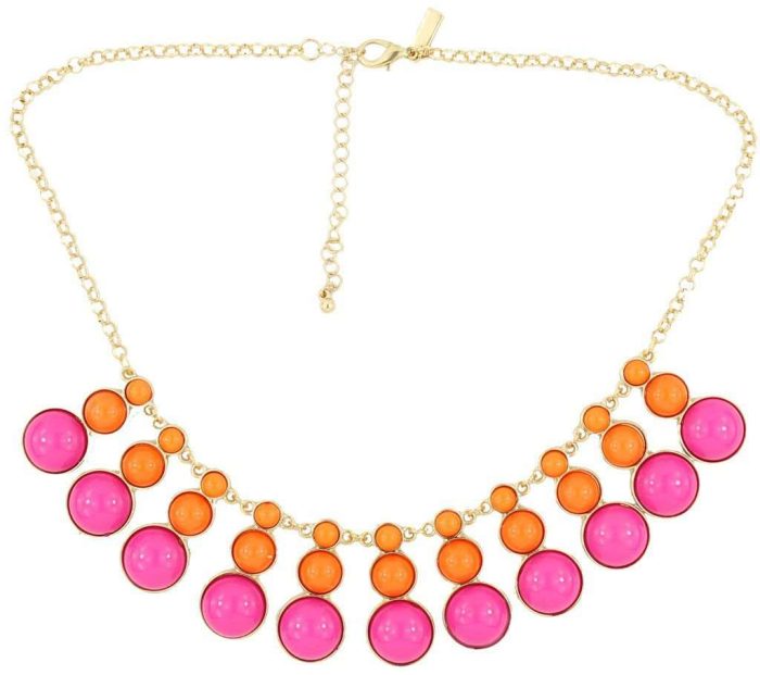 Mini Drop Statement Necklace in Fuchsia and Orange by Pink Pineapple