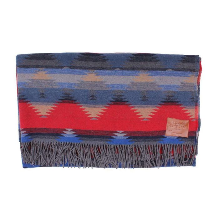 Mesa Fringe Blanket in Blue by True Grit