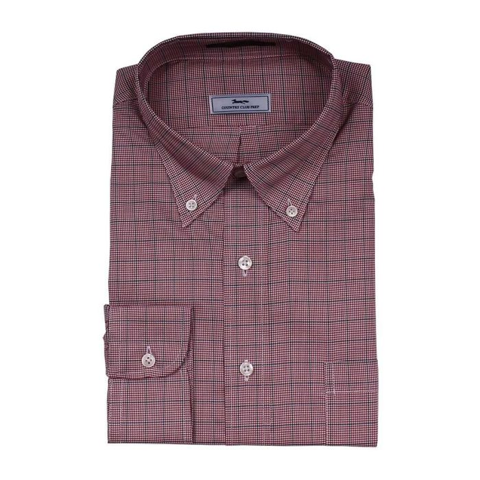 Mini Houndstooth Button Down in Red Black and White by Country Club Prep