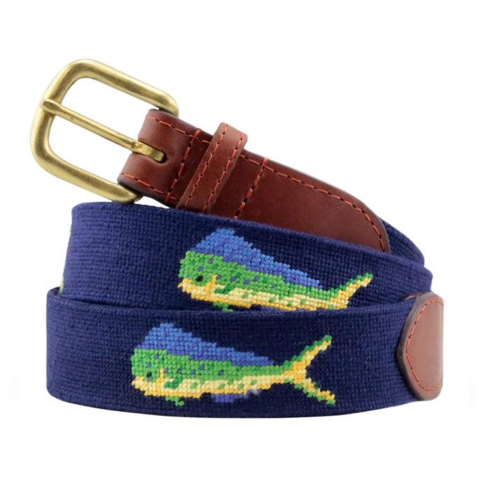 Mahi Mahi Needlepoint Belt by Smathers & Branson