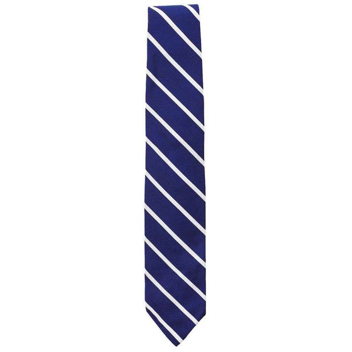 Mogador Neck Tie in Navy with Silver Stripes by Res Ipsa