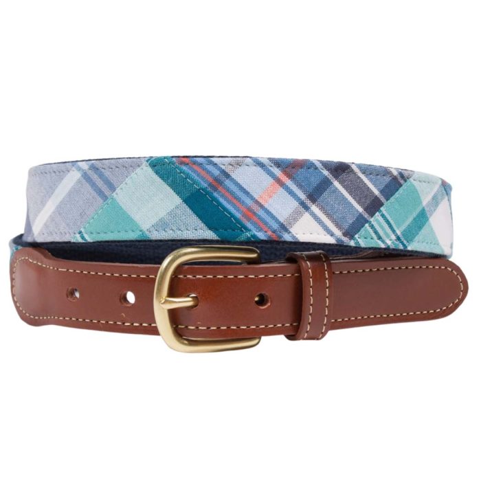 Martha's Patch Madras Leather Tab Belt by Country Club Prep