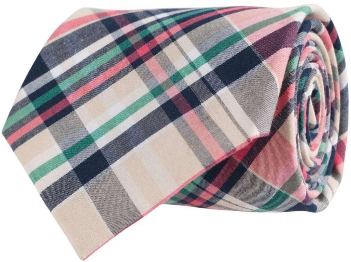 Madras Plaid Tie in Navy by Southern Proper