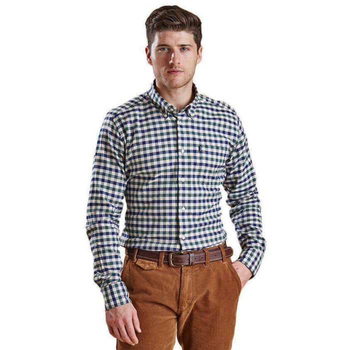 Moss Regular Fit Button Down in Olive by Barbour