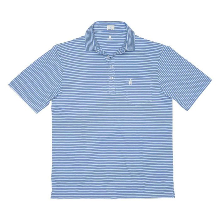 Macon Striped 4-Button Polo in French Blue by Johnnie-O