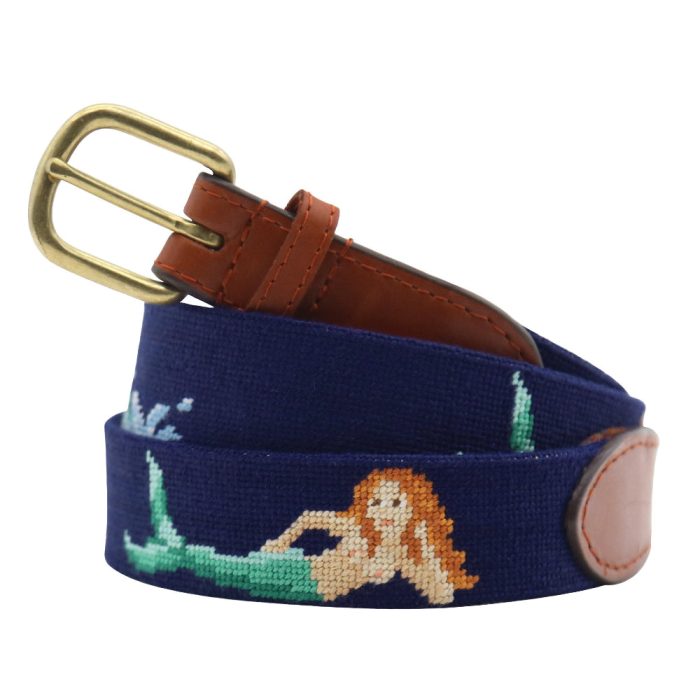 Mermaid Splash Needlepoint Belt by Smathers & Branson