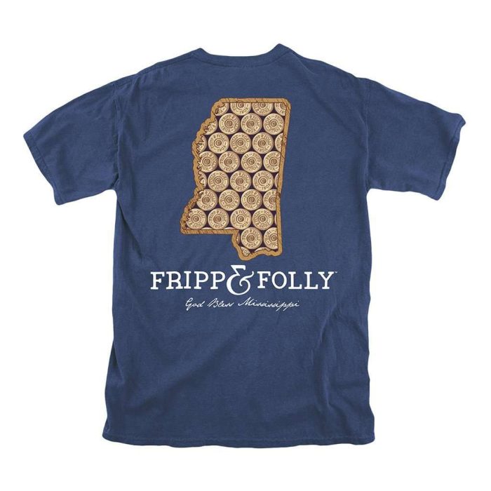 Mississippi Shotgun Shell Tee in True Navy by Fripp & Folly