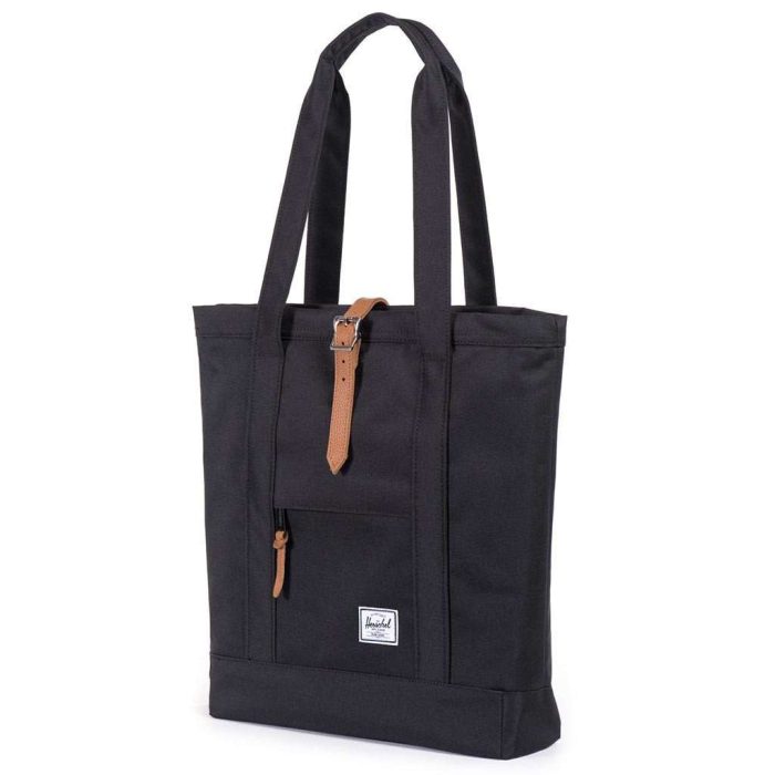 Market Tote in Black and Tan Synthetic Leather by Herschel Supply Co.