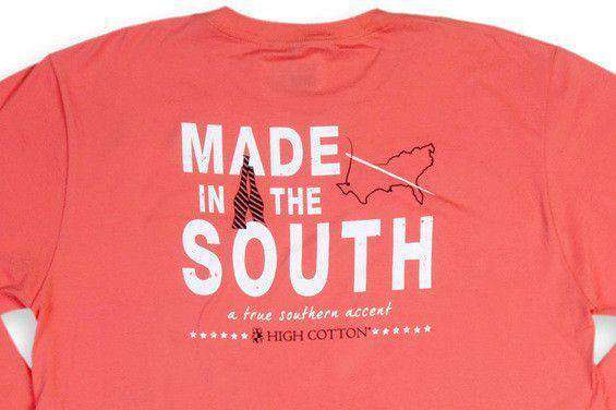Made in the South Long Sleeve Pocket Tee in Sunset Red by High Cotton
