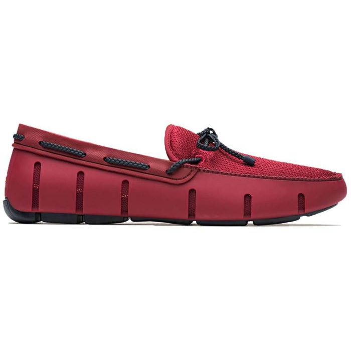 Men's Water Resistant Braided Lace Loafer in Deep Red & Navy by SWIMS
