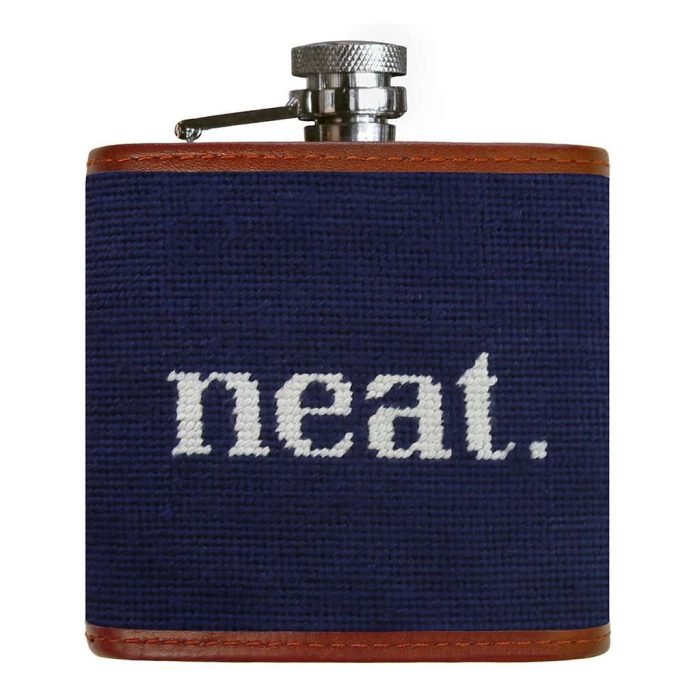 Neat Needlepoint Flask in Dark Navy by Smathers & Branson