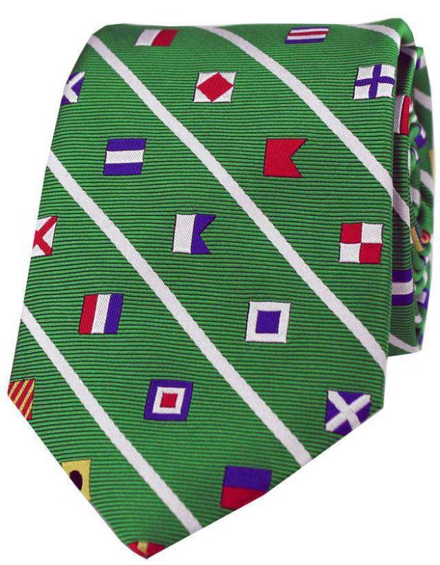 Nautical Signal Flag Neck Tie in Green by Anchored Style