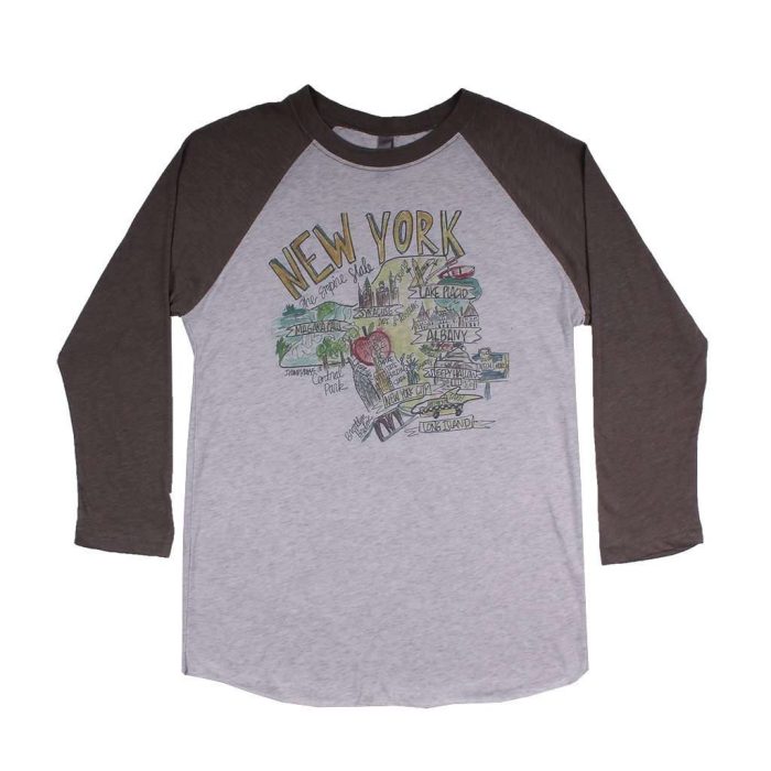 New York Roadmap Raglan Tee Shirt in Gray by Southern Roots