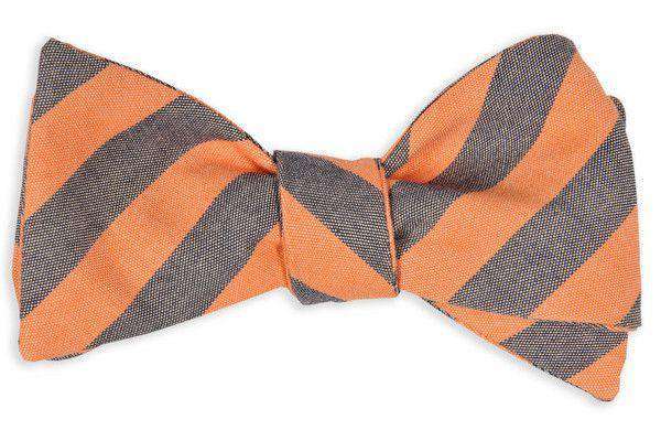 Orange and Navy Oxford Stripe Bow Tie by High Cotton