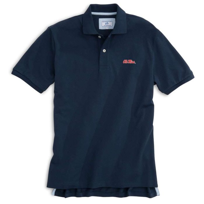 Ole Miss Gameday Skipjack Polo in Navy by Southern Tide