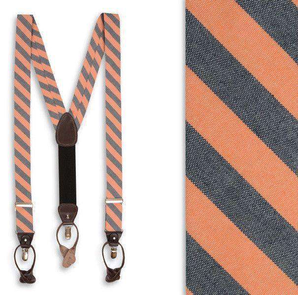 Orange & Navy Oxford Stripe Suspenders/ Braces by High Cotton