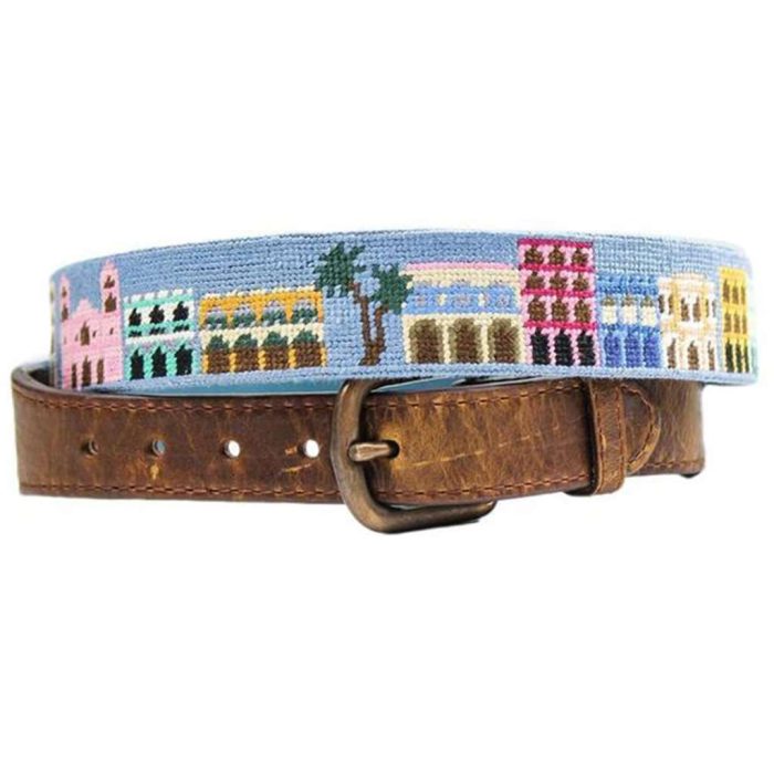 Old Town Needlepoint Belt in Sky Blue by Smathers & Branson
