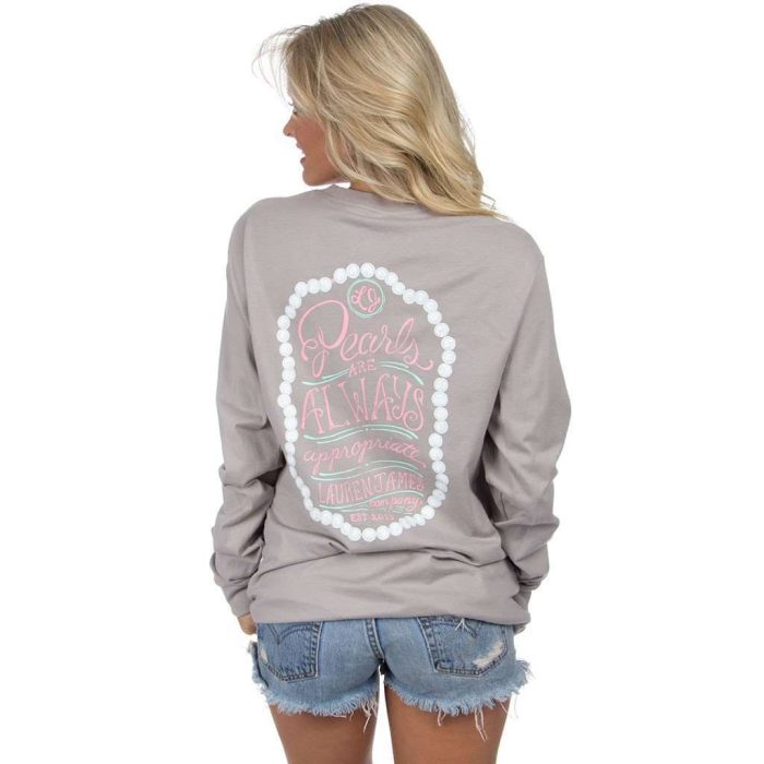 Pearls are Always Appropriate Long Sleeve in Grey by Lauren James