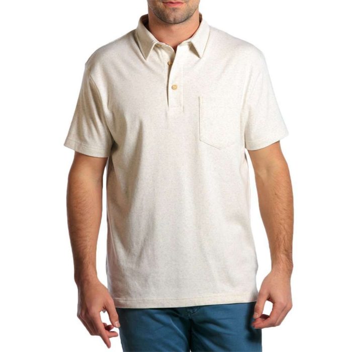 Puremeso Heathered Pocket Polo in Stone by The Normal Brand