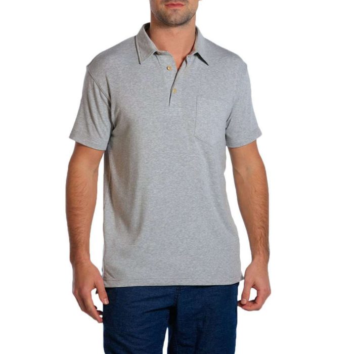 Puremeso Heathered Pocket Polo in Light Grey by The Normal Brand