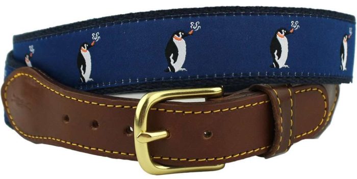 Puffin' Penguin Leather Tab Belt in Navy by Knot Belt Co.