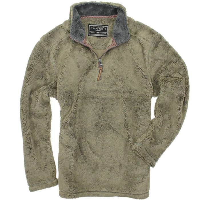 Pebble Pile Pullover 1/2 Zip in Gravel by True Grit