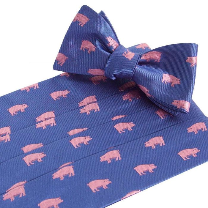 Pigs Royal Cummerbund and Bow Tie Set by Collared Greens