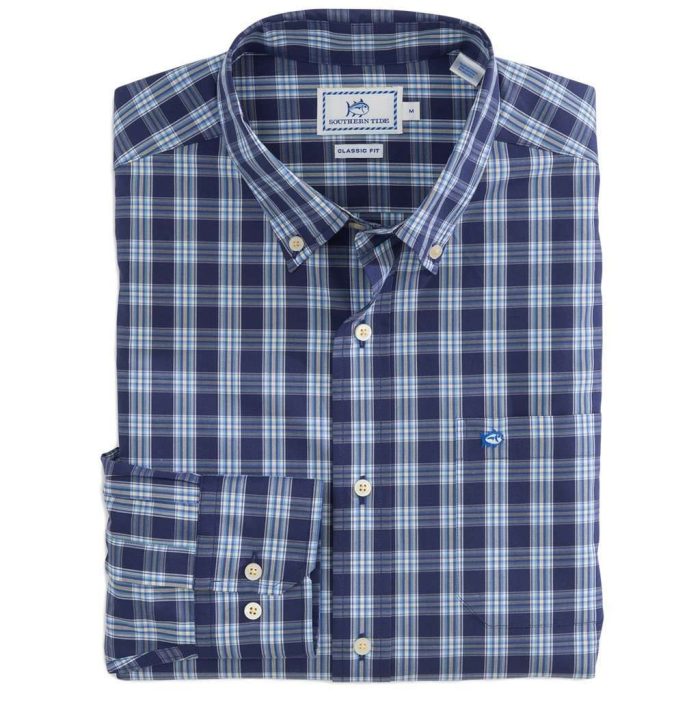 Port Royal Plaid Sport Shirt in Blue Night by Southern Tide