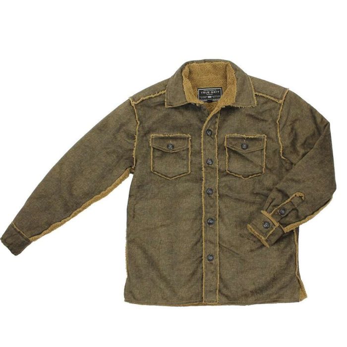 Pebble Sueded Button Jacket in Vintage Brown by True Grit