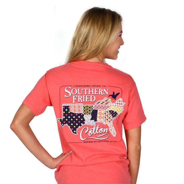 Quilted South Short Sleeve Tee Shirt in Watermelon by Southern Fried Cotton