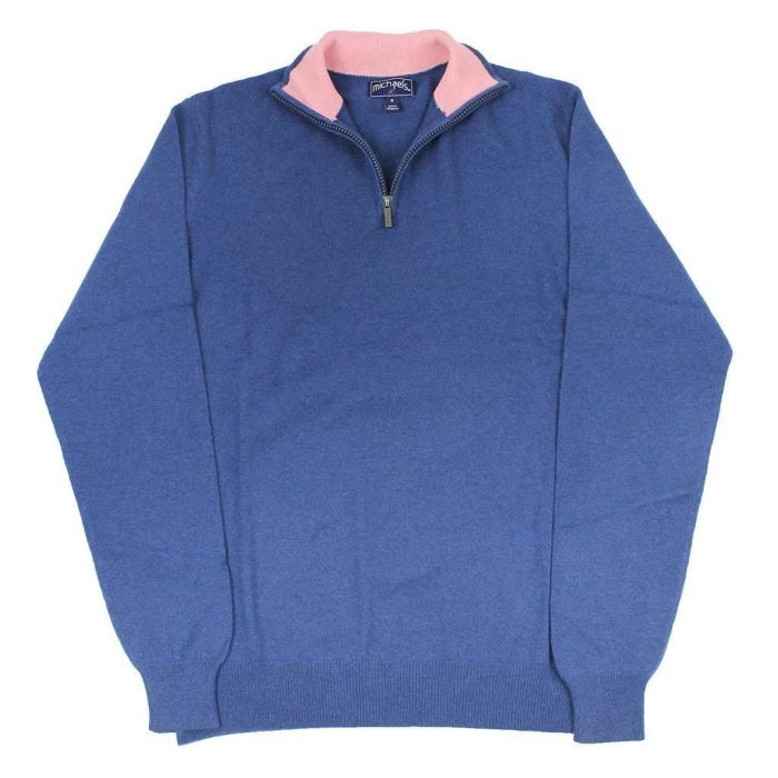 Quarter Zip Cashmere Sweater in Navy by Michael's