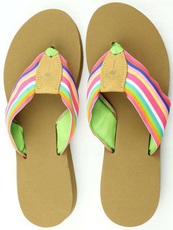 Ribbon Sandal in Apple Stripes by Eliza B.