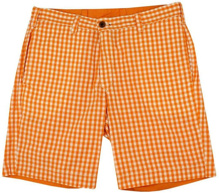 Reversible Shorts in Orange and White Madras and Solid by Olde School Brand