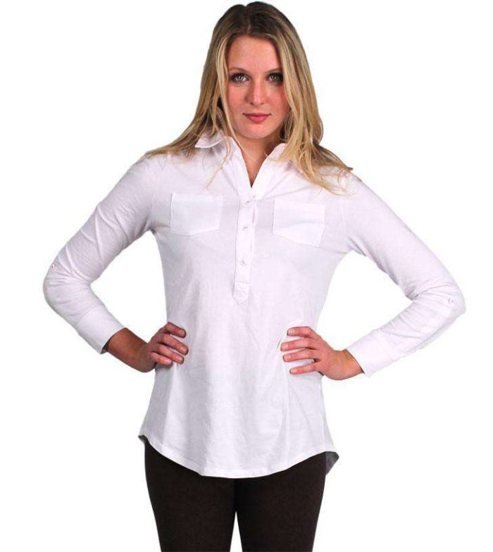 Roll Sleeve Polo in White by Tyler Boe
