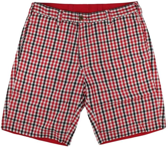Reversible Shorts in Red and Black Gingham by Olde School Brand