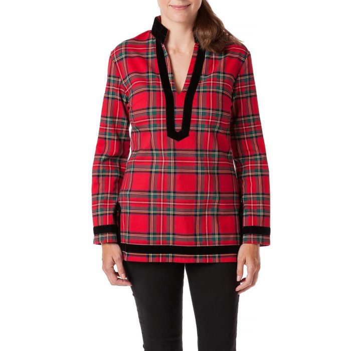 Royal Stewart Tunic Top with Velvet Trim by Castaway Clothing