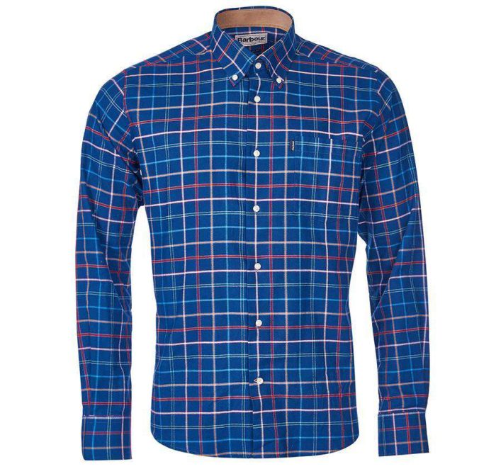 Ronald Tailored Fit Button Down in Navy by Barbour