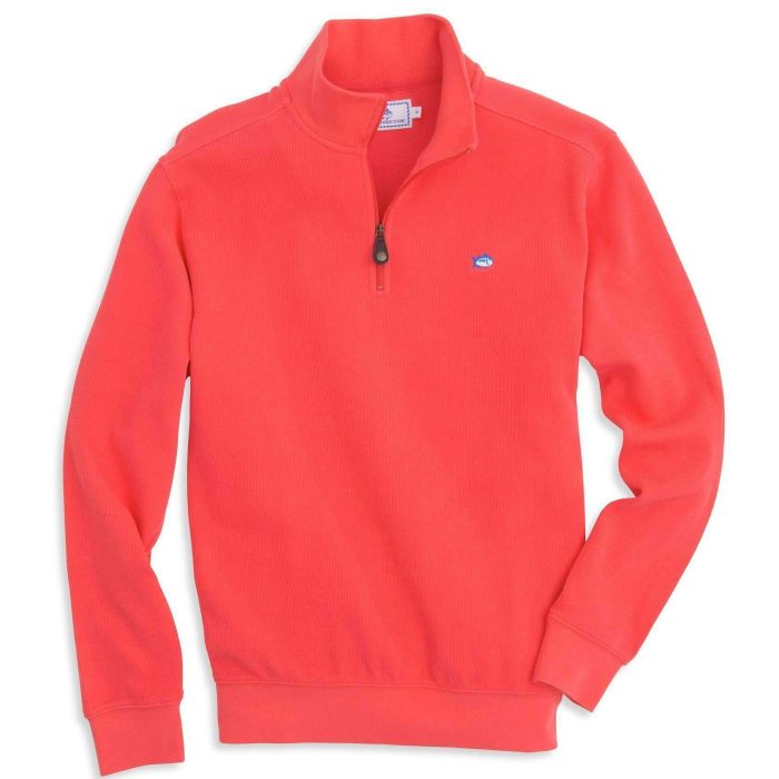 Skipjack 1/4 Zip Pullover in Fire by Southern Tide