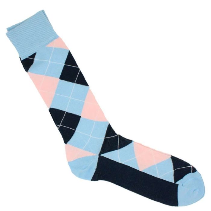 Spring Argyle Socks in Light Blue by Byford