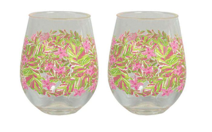 Stemless Acrylic Wine Glasses in Jungle Tumble by Lilly Pulitzer