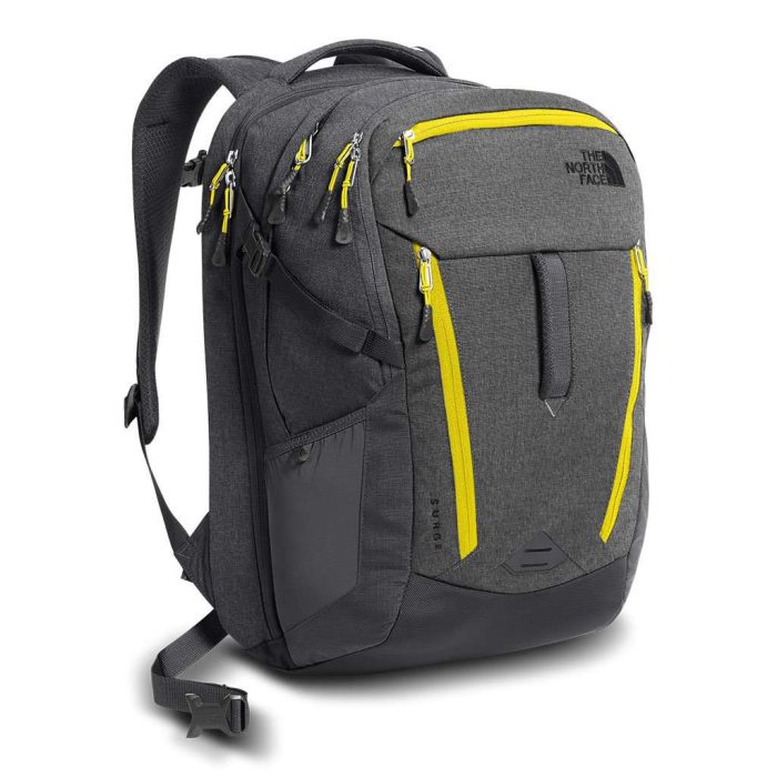 Surge Backpack in Asphalt Grey White Heather & Blazing Yellow by The North Face